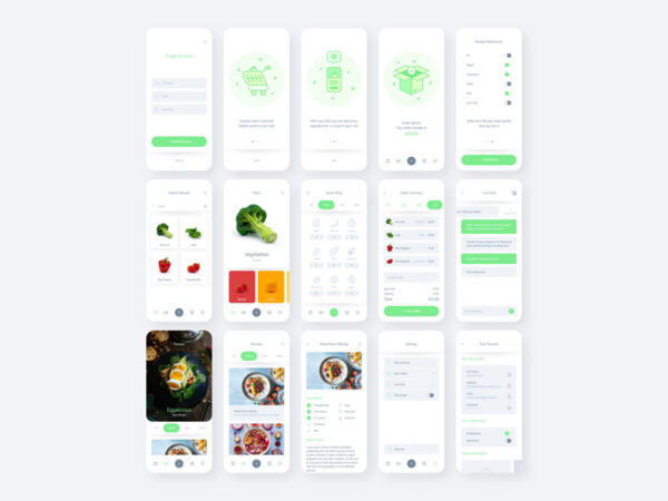 新鲜食物App设计用户界面UI套件
