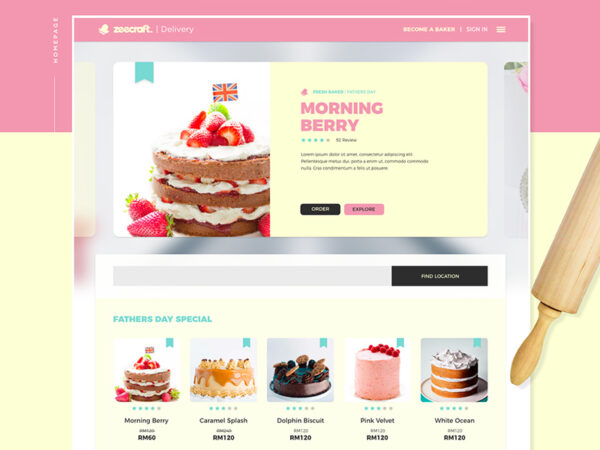 蛋糕食品网站用户界面设计UI套件