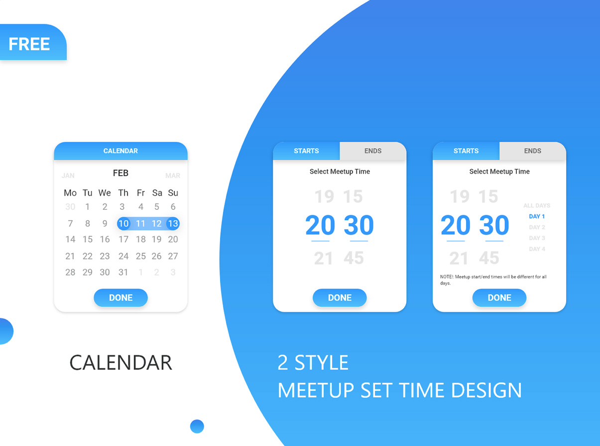 日历和会议设置时间设计免费组件插图