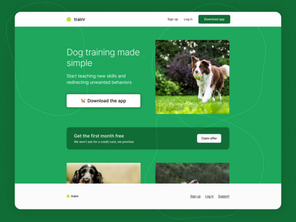 狗训练App应用程序着陆页模板