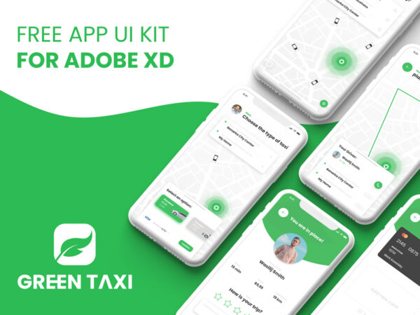 绿色出租车应用程序用户界面UI套件