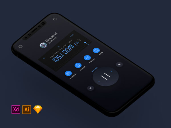 暗黑主题无线电广播App应用程序概念设计