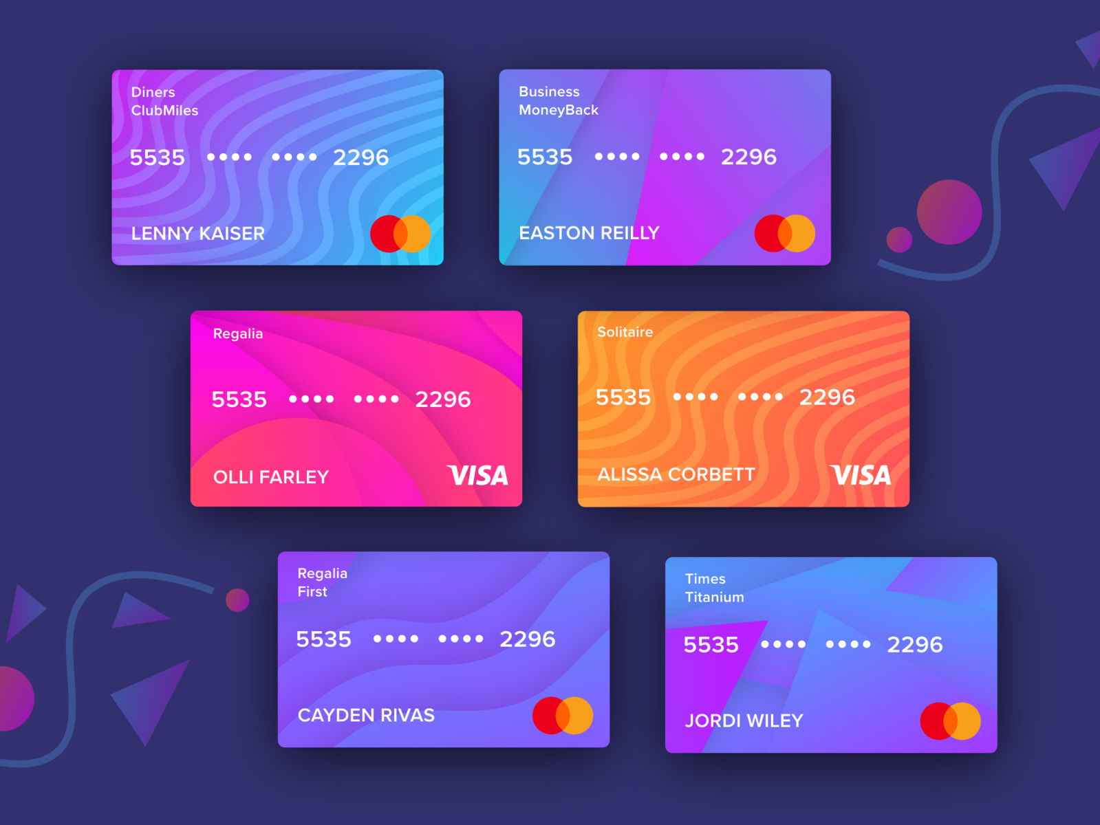 虚拟信用卡和借记卡设计模板插图