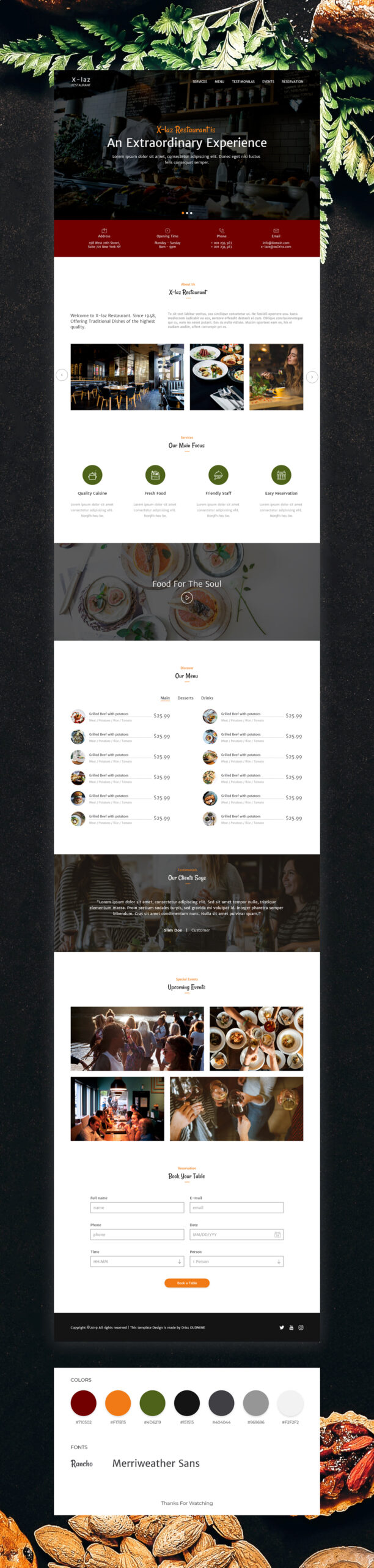 餐厅网站UI设计-免费Xd模板插图